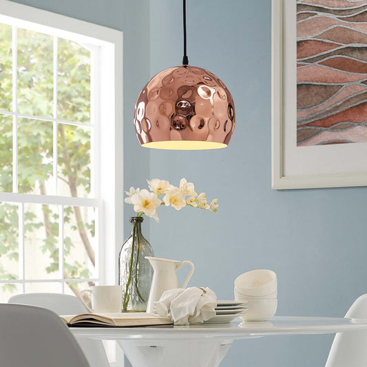 Dimple 10" Half-Sphere Rose Gold Pendant Light – Modern Chic Ceiling Fixture