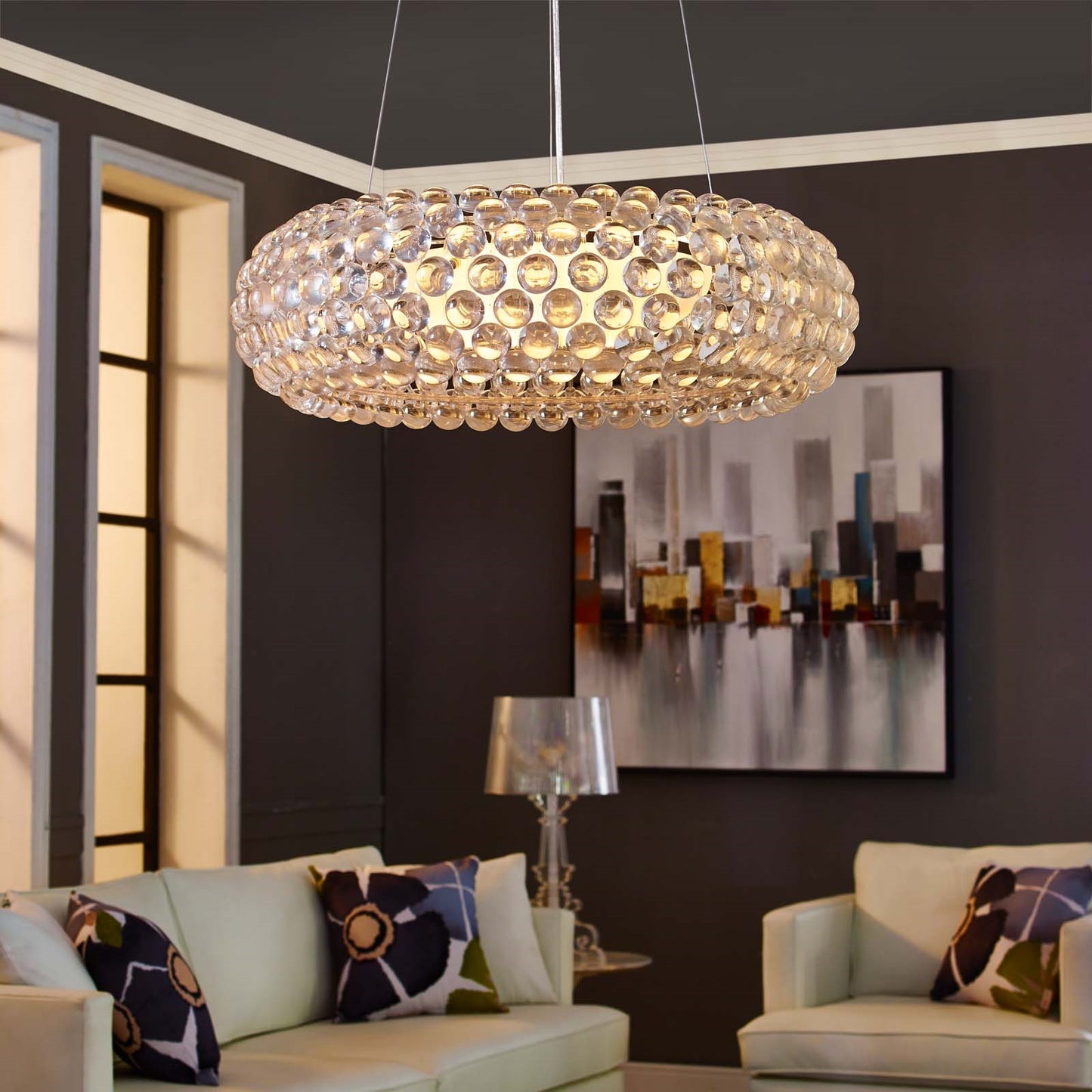 Halo 25” Pendant Chandelier – Modern Circle of Light Fixture