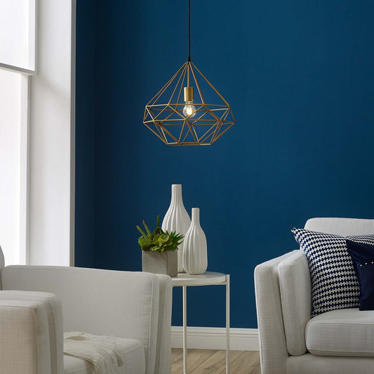 Rarity Diamond-Shaped Brass Pendant Light – Modern Geometric Ceiling Fixture