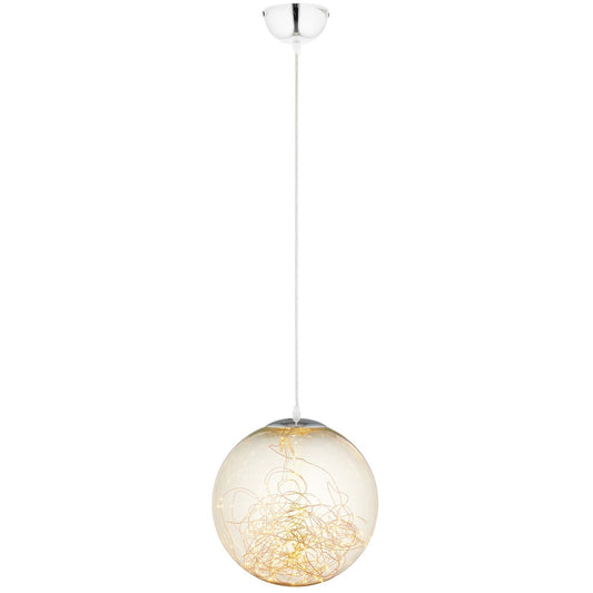 Fairy 8" Amber Glass Globe Pendant Chandelier – Modern LED Ceiling Light