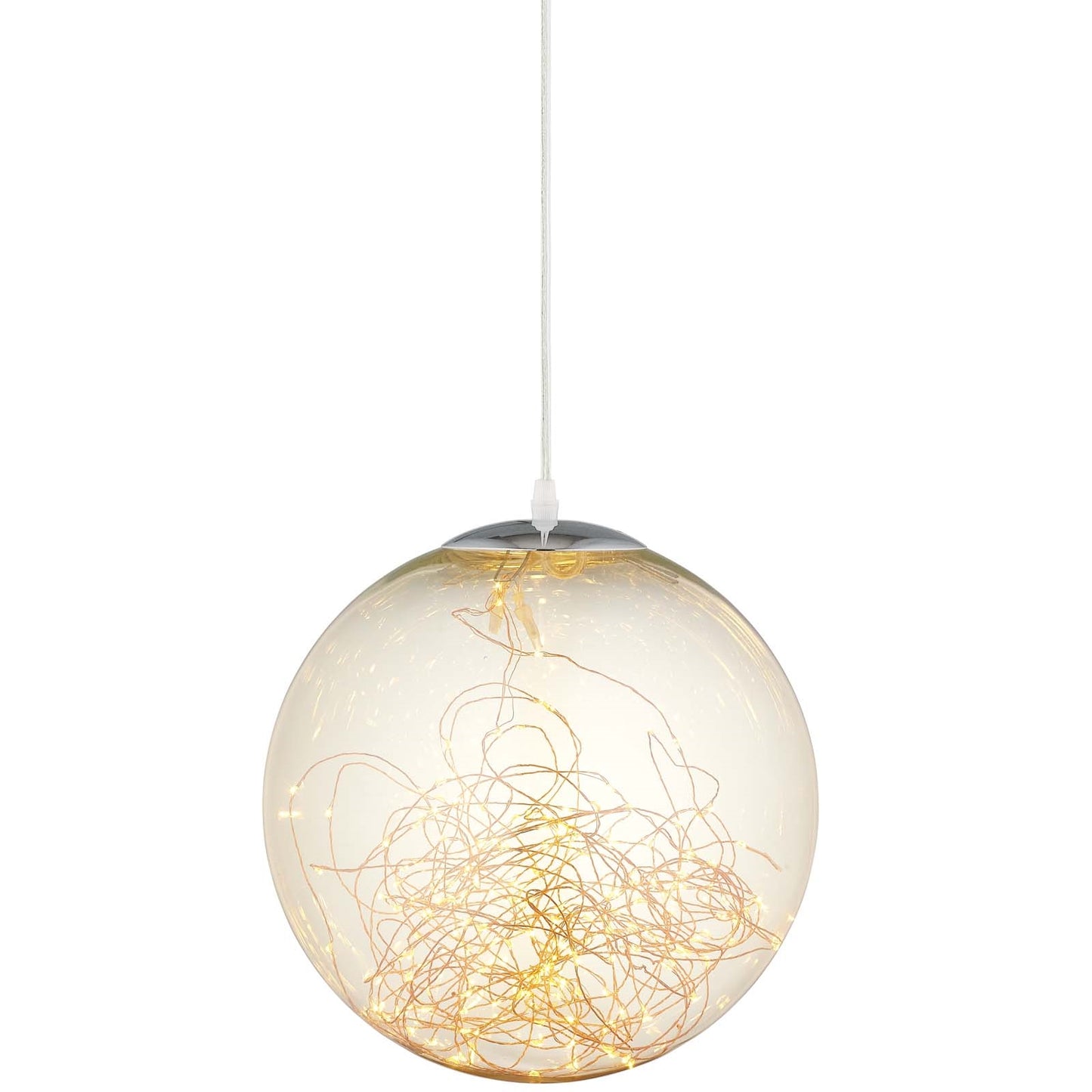 Fairy 8" Amber Glass Globe Pendant Chandelier – Modern LED Ceiling Light