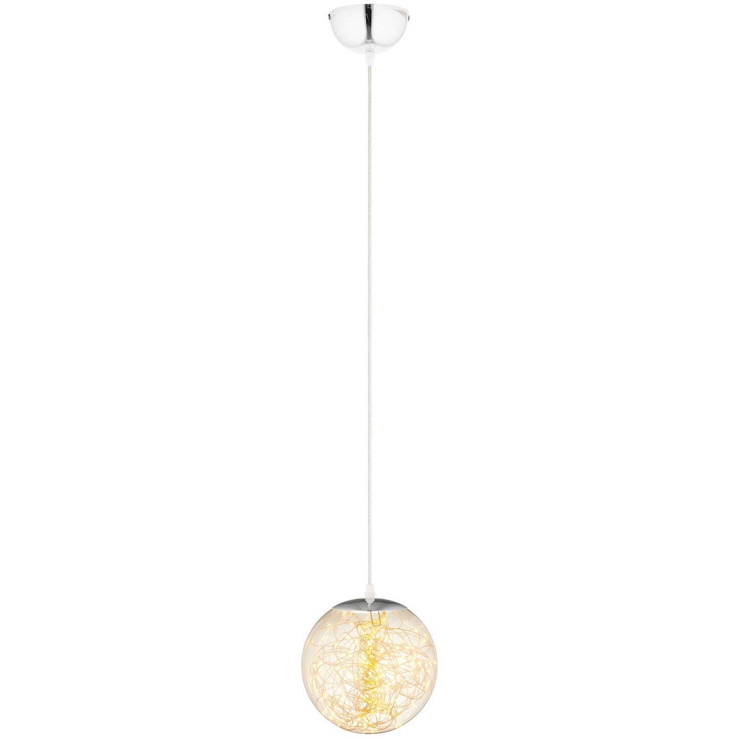 Fairy 12" Amber Glass Globe Pendant Chandelier – Modern LED Ceiling Light