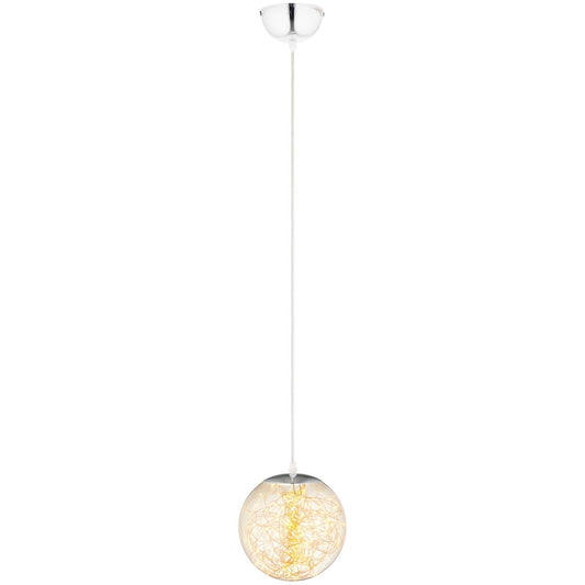Fairy 12" Amber Glass Globe Pendant Chandelier – Modern LED Ceiling Light