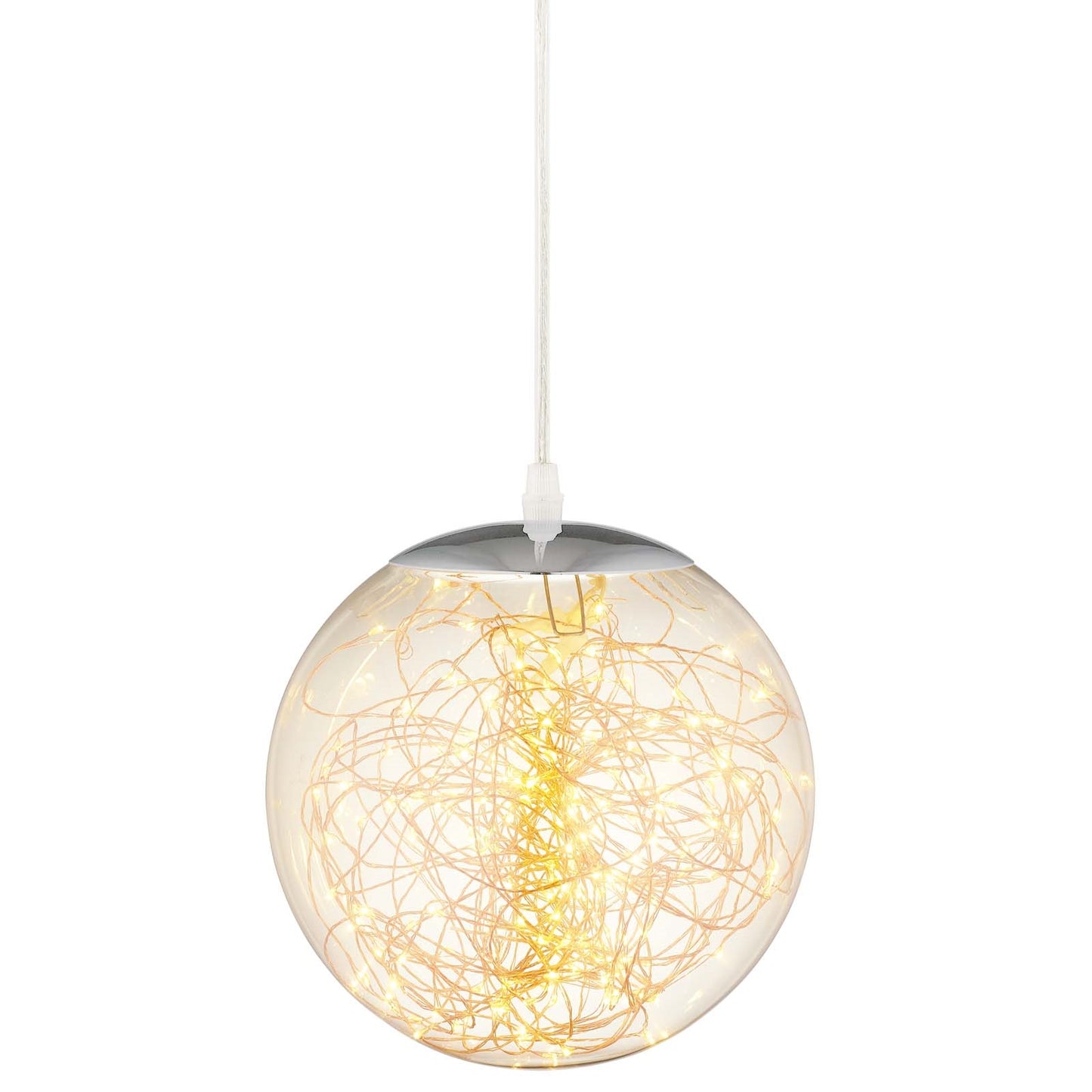 Fairy 12" Amber Glass Globe Pendant Chandelier – Modern LED Ceiling Light