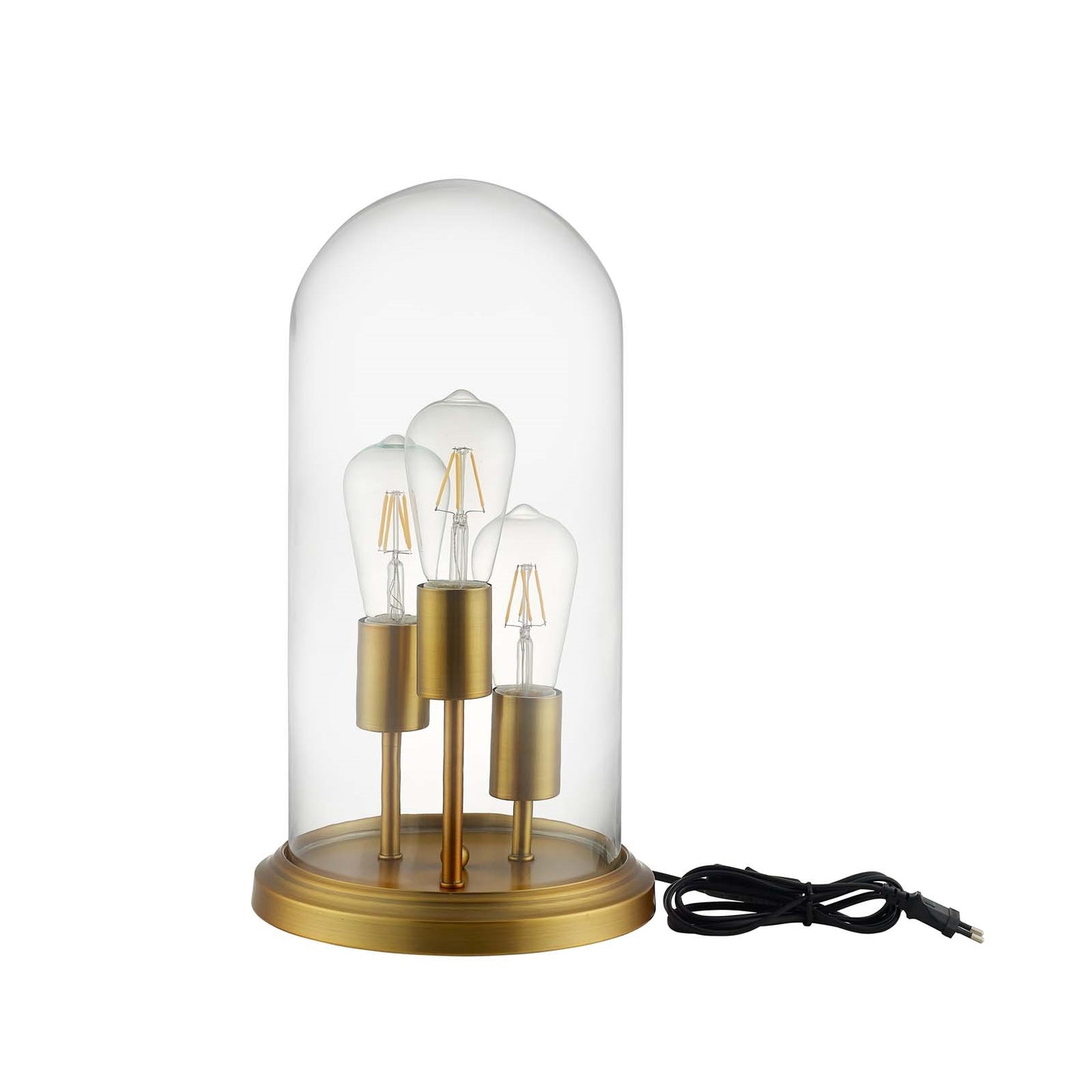 Admiration Cloche Table Lamp – Vintage Industrial Glass Bell Jar Accent Lighting