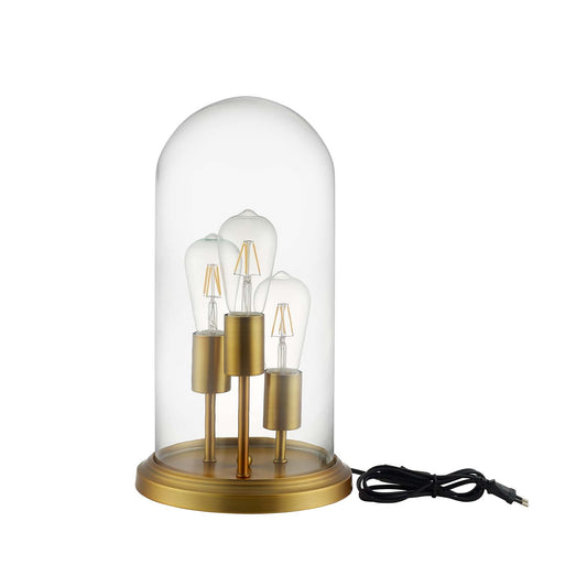 Admiration Cloche Table Lamp – Vintage Industrial Glass Bell Jar Accent Lighting