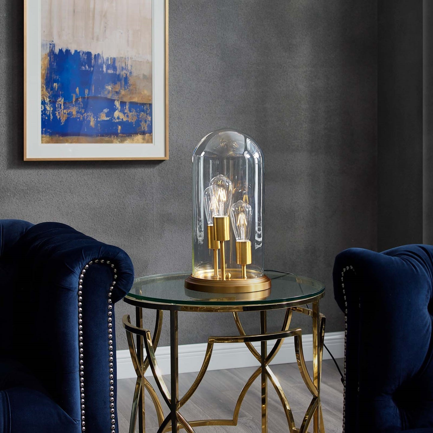 Admiration Cloche Table Lamp – Vintage Industrial Glass Bell Jar Accent Lighting