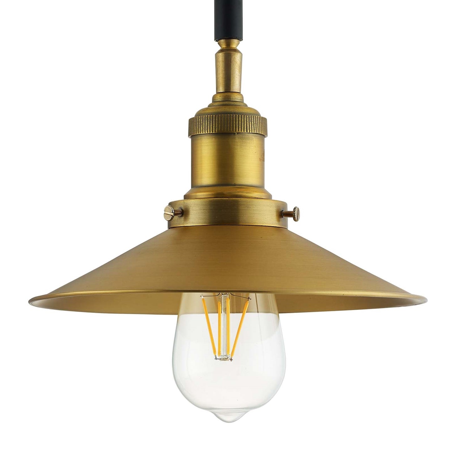 Amenity Table Lamp – Matte Black Base with Adjustable Antique Brass Shade