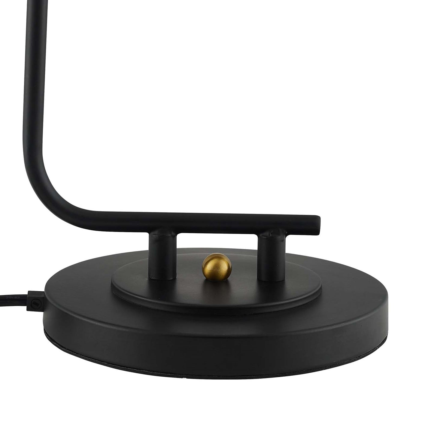 Amenity Table Lamp – Matte Black Base with Adjustable Antique Brass Shade