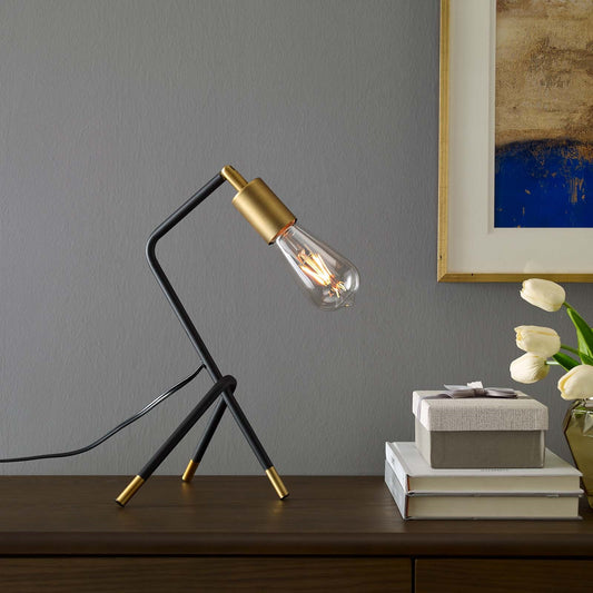 Achievement Table Lamp – Industrial Modern Tripod Lighting with Antique Brass Socket