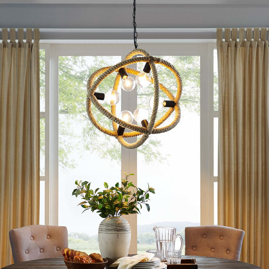 Transpose Rope Pendant Chandelier – Modern Farmhouse Ceiling Light