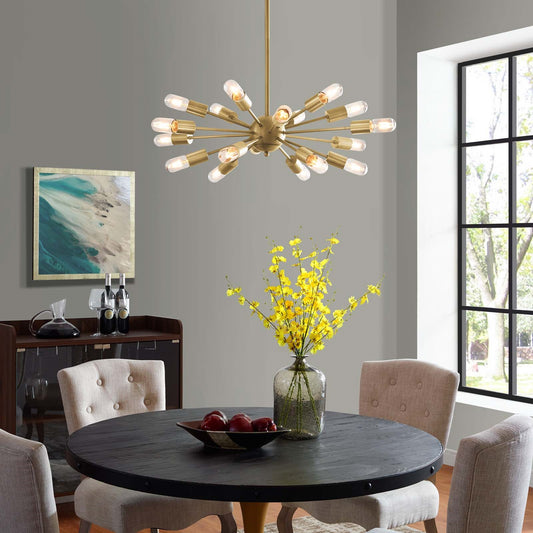 Resolve Brass Pendant Chandelier – 18-Light Mid-Century Modern Fixture