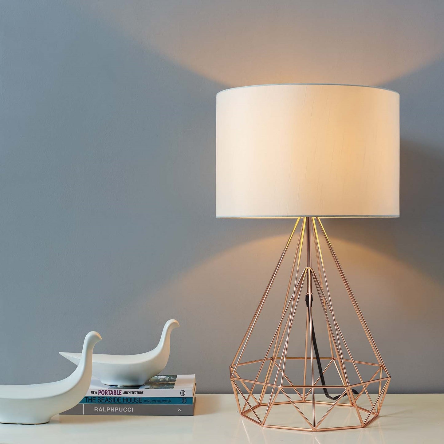 Precious Rose Gold Table Lamp – Modern Geometric Accent Lighting