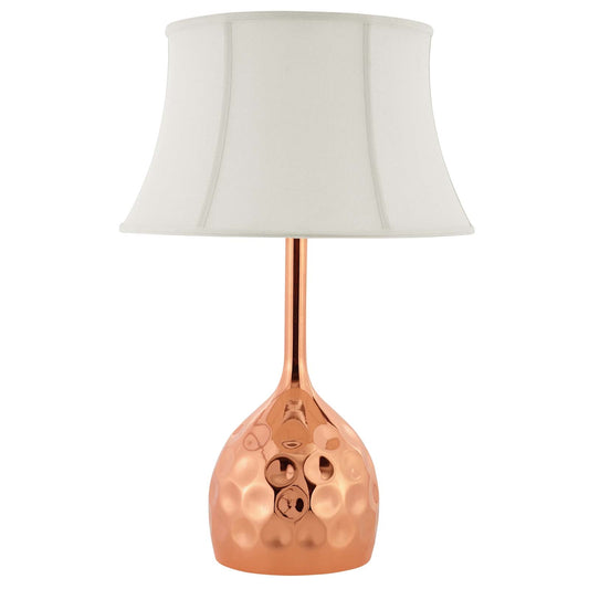 Dimple Rose Gold Table Lamp – Contemporary Hammered Steel Accent Lighting