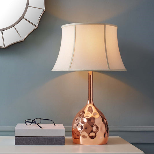 Dimple Rose Gold Table Lamp – Contemporary Hammered Steel Accent Lighting