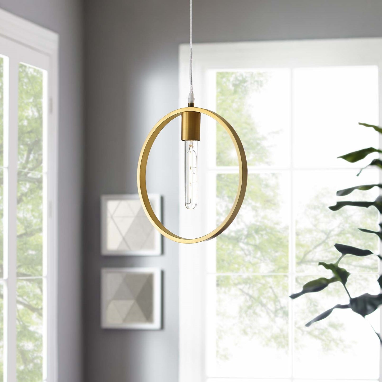 Orbit Brass Ceiling Pendant Light – Nordic Inspired Single-Light Fixture