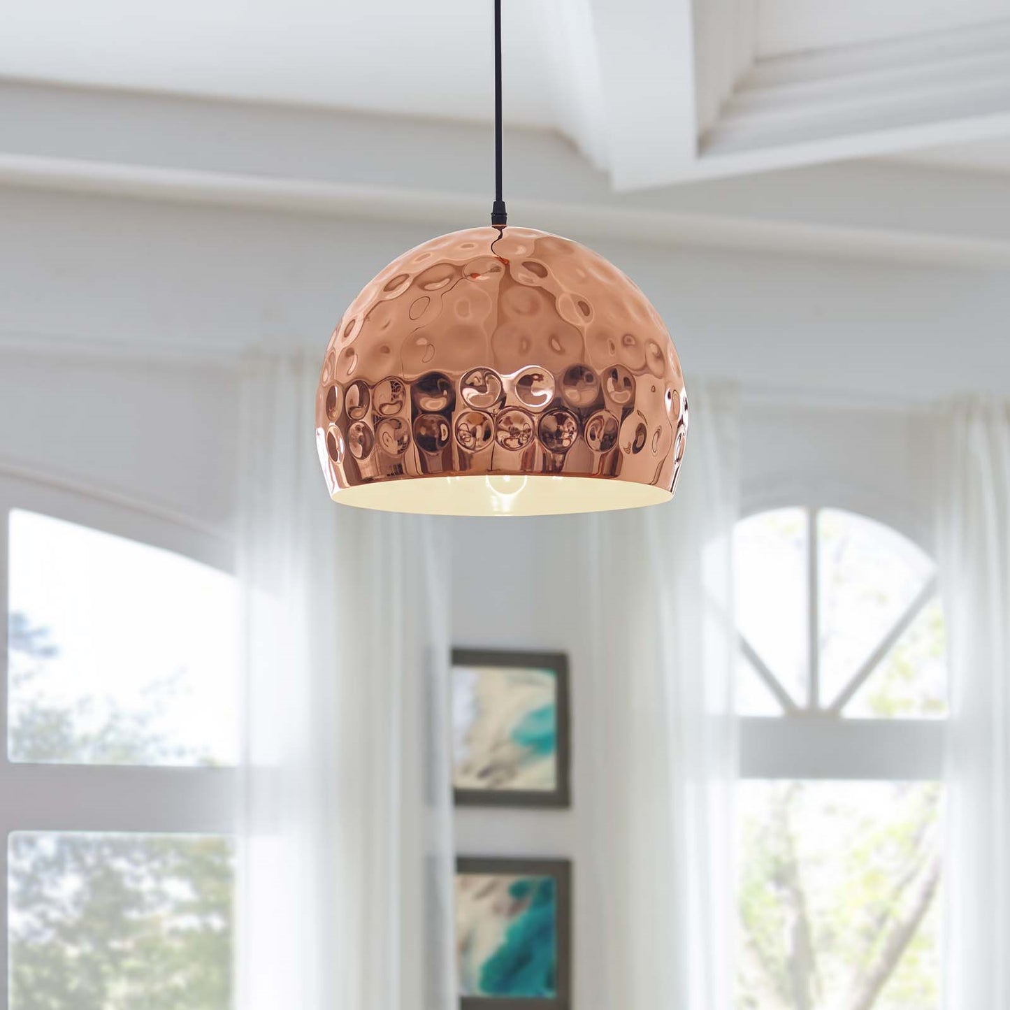 Dimple 13.5" Half-Sphere Rose Gold Pendant Light – Modern Chic Ceiling Fixture