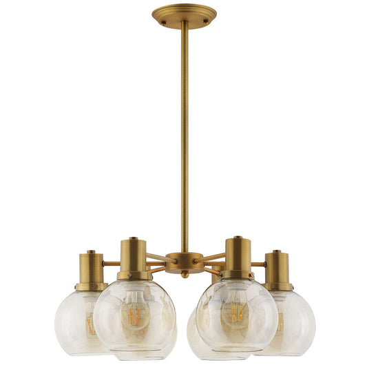 Resound Amber Glass and Brass Pendant Chandelier – Mid-Century Luxe Ceiling Light