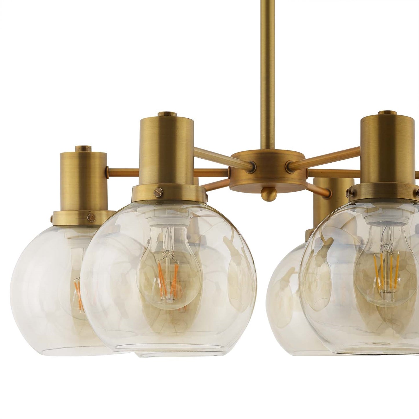Resound Amber Glass and Brass Pendant Chandelier – Mid-Century Luxe Ceiling Light