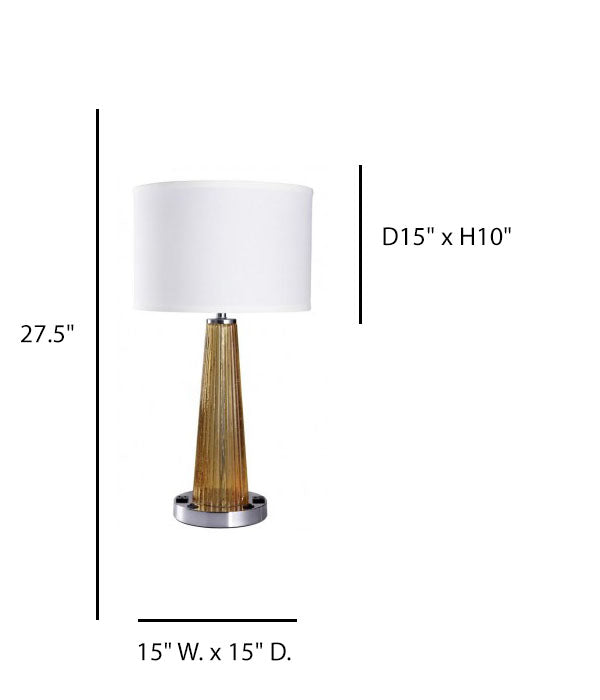 Glass Table Lamp for Candlewood Suites – Amber Seeded Glass with White Linen Shade and Base Outlets
