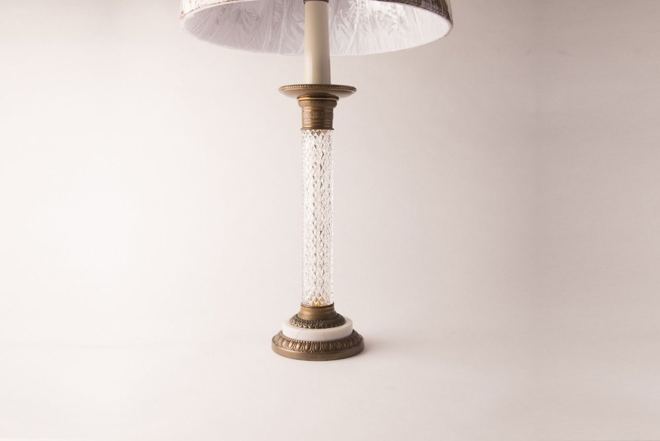 Paul Hanson Glass, Marble, & Bronze Table Lamp – Luxury Designer Lighting