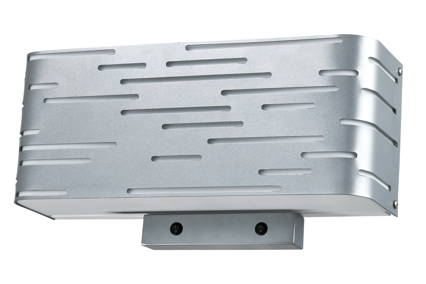 Double Silver Slotted Headboard Lamp – Dual Rocker Switches On/Off