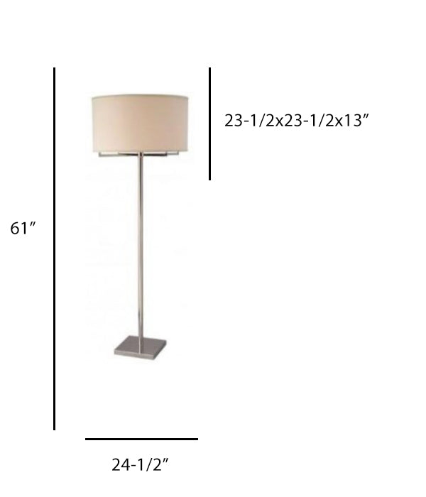 Brushed Nickel Bedroom Floor Lamp with Cream Hardback Shade – HLFL11230