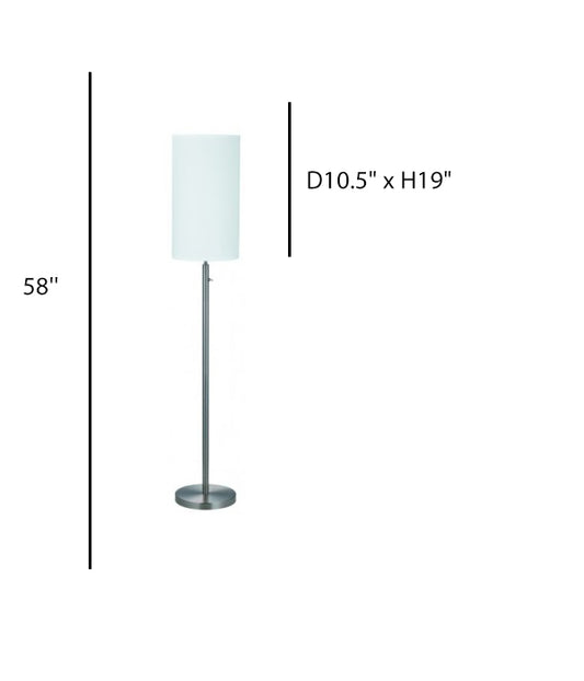 Hotel Floor Lamp – Brushed Nickel Finish with Rocker Switch at Column