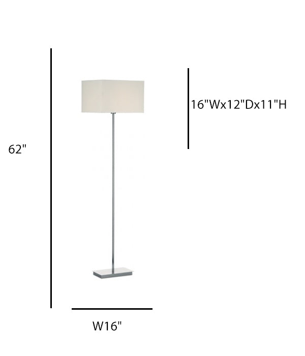 Chrome Floor Lamp – Hotel Guest Room Lighting with White Linen Shade