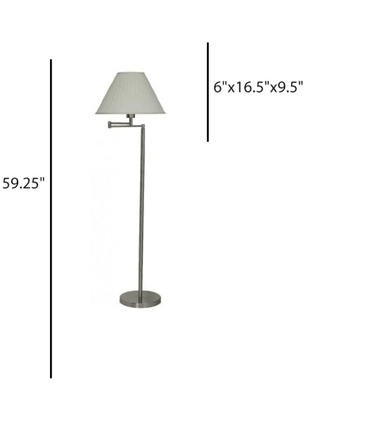 Swing Arm Floor Lamp – Hotel Guest Room Lighting, Satin Nickel Finish