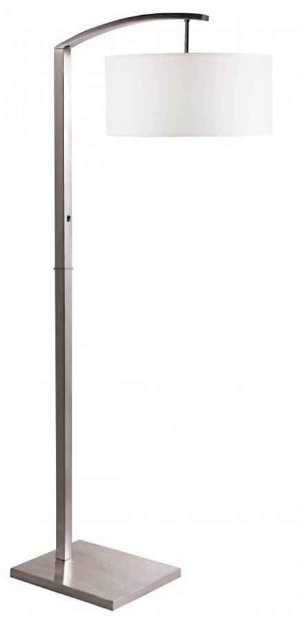 Brushed Nickel Floor Lamp with White Linen Shade – HLHF6004