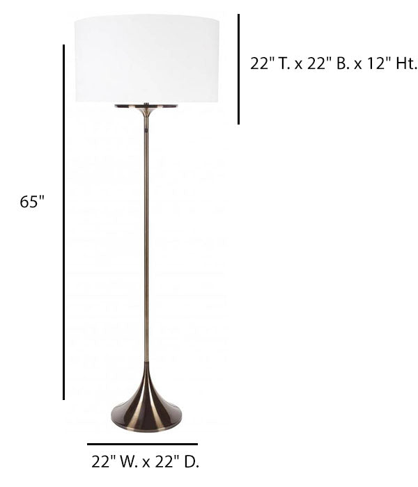 Light Brushed Bronze LED Floor Lamp with Ivory Linen Shade – HLHF6007