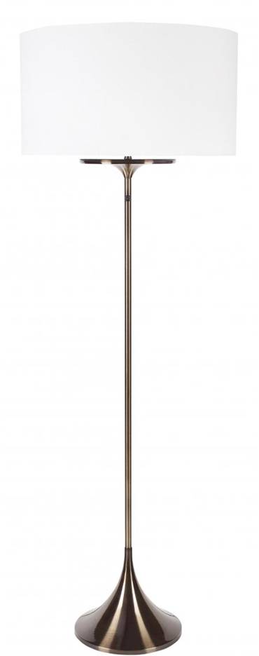 Light Brushed Bronze LED Floor Lamp with Ivory Linen Shade – HLHF6007