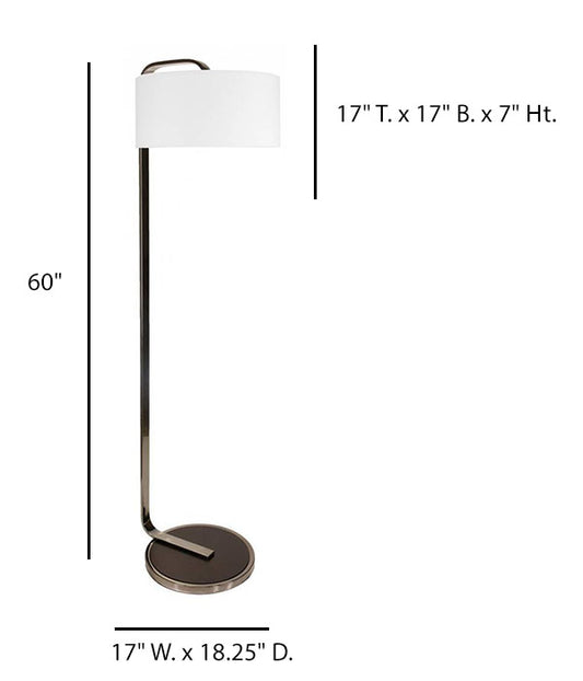 Black Chrome & Dark Cherry Floor Lamp with White Linen Shade – HLHF6012