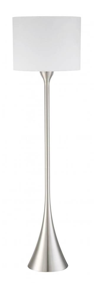 Brushed Nickel LED Floor Lamp with White Linen Shades – HLHF6014