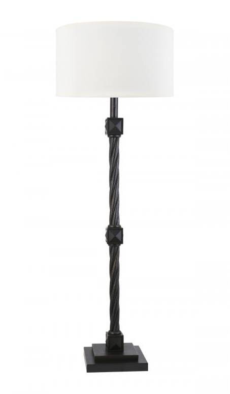 Classical Gaylord Bronze Floor Lamp with Ivory Linen Shade – HLHF6015