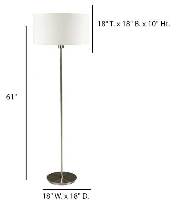 Brushed Nickel Floor Lamp with White Linen Shade – HLHF6017