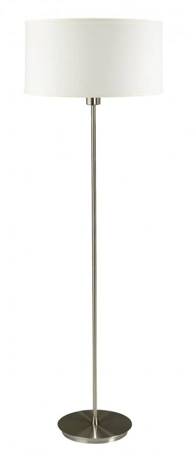 Brushed Nickel Floor Lamp with White Linen Shade – HLHF6017
