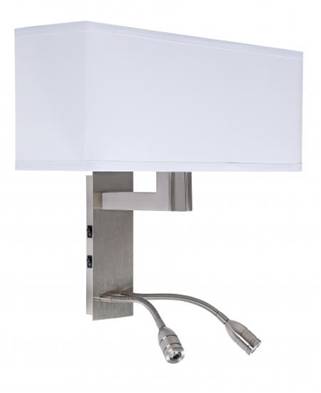 Brushed Nickel Dual-Light Headboard Wall Lamp with LED Reading Lights & White Honeycomb Shade (HLHF6020)