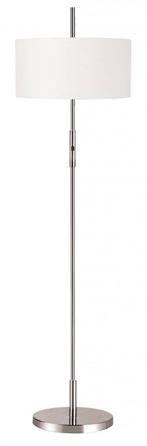 Brushed Nickel LED Floor Lamp with White Linen Shades – HLHF6022