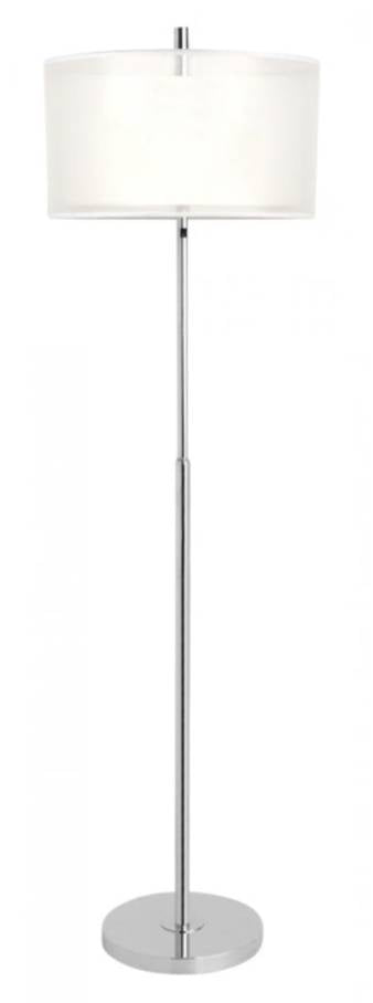 Brushed Chrome Floor Lamp with Silver Organza Shade – HLHF6028