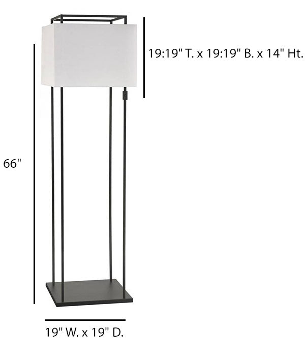 Matte Black Floor Lamp with White Linen Shades – HLHF6029