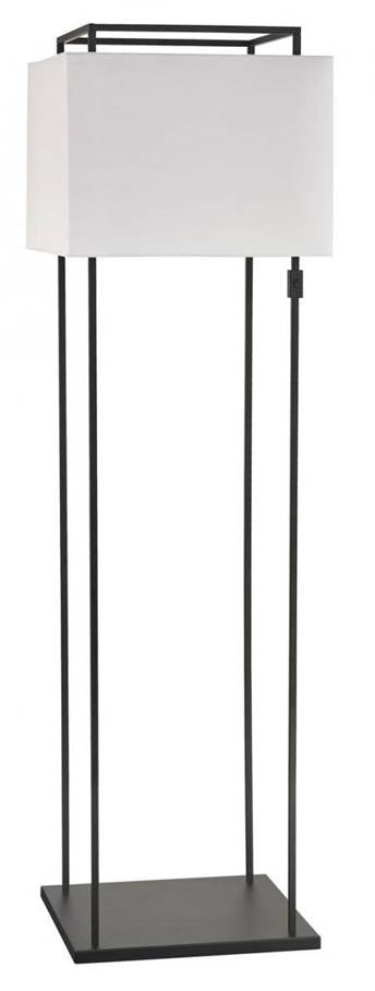 Matte Black Floor Lamp with White Linen Shades – HLHF6029