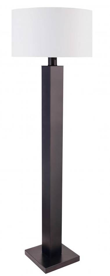 Espresso Floor Lamp with White Linen Shade – HLHF6030