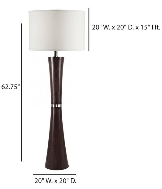 Hilton Dark Wood & Brushed Nickel Floor Lamp with Cream Linen Shade – HLHF6031