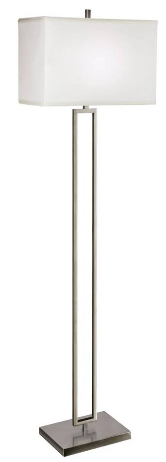 Brushed Nickel Floor Lamp with Cream Linen Shade – HLHF6033
