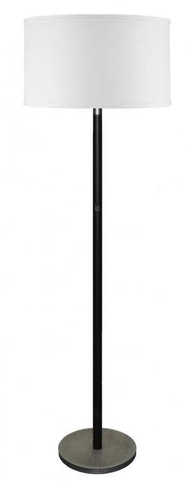 Dark Bronze & Cold Nickel Floor Lamp with White Linen Shade – HLHF6037