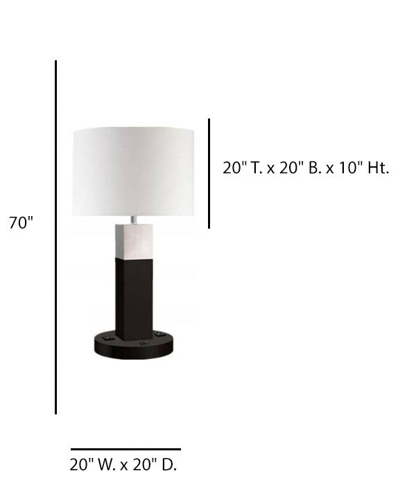 Matte Black & Brushed Brass Table Lamp with Ivory Linen Shade – HLHF6039