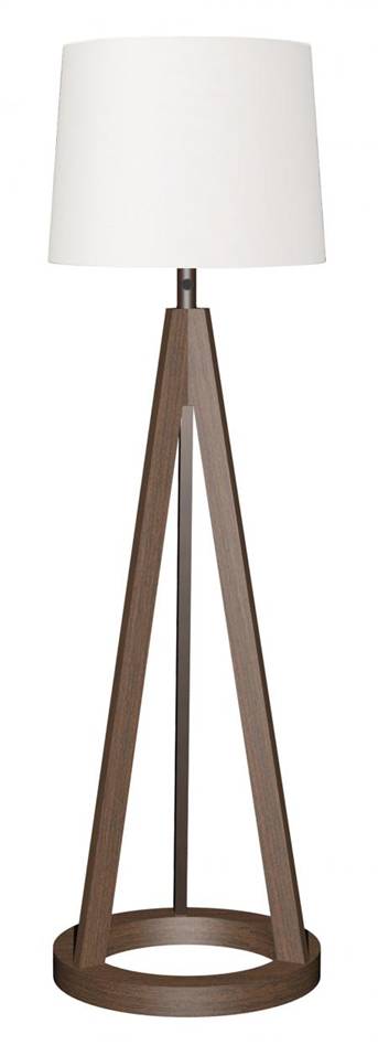 Chestnut Woodline Floor Lamp with White Linen Shade – HLHF6040