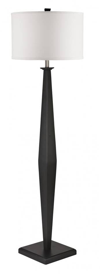 Espresso & Brushed Nickel Floor Lamp with White Linen Shade – HLHF6042